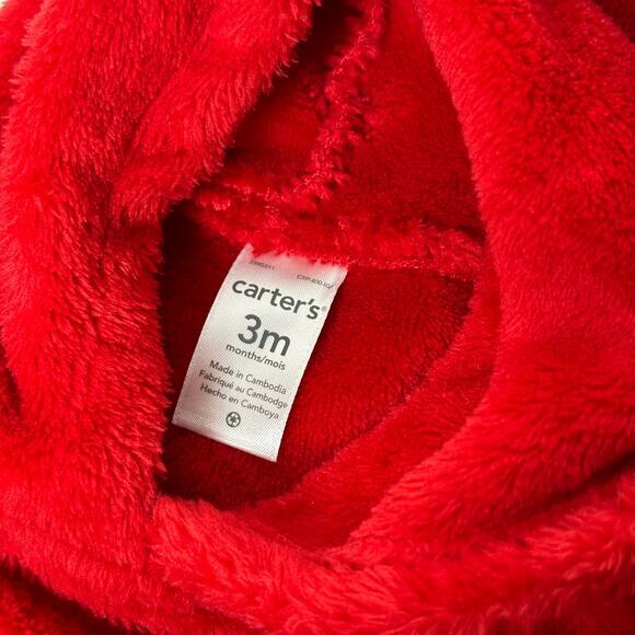 Carter's Baby Infant Unisex Fleece Hoodie Ears Size 3M Red‎ Kangaroo Pocket - Picture 3 of 4